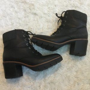 NATURALIZER Women's Combat Boots Rubber Traction Lace Up & Zip Chunky Heel  9